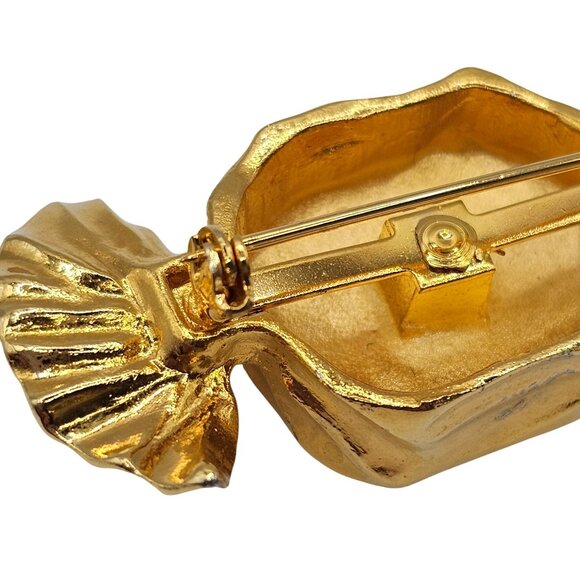 VTG Brooch Liquid Gold Wrap Hard Candy Molded Halloween Christmas Valentines Pin - Picture 6 of 8